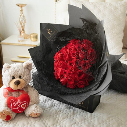 VALENTINE´S DAY RED ROSES & TEDDY