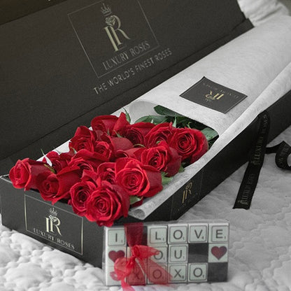 RED ROSES LUXURY BOX WITH CHOCOLATE