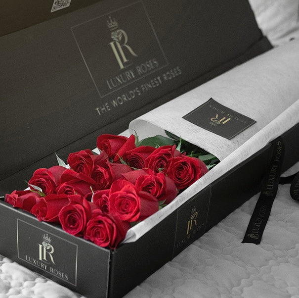 RED ROSES LUXURY BOX, TEDDY & CHOCOLATE