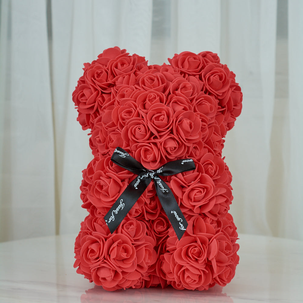 CHRISTMAS FOREVER ROSE - TEDDY BEAR WITH LIGHTS