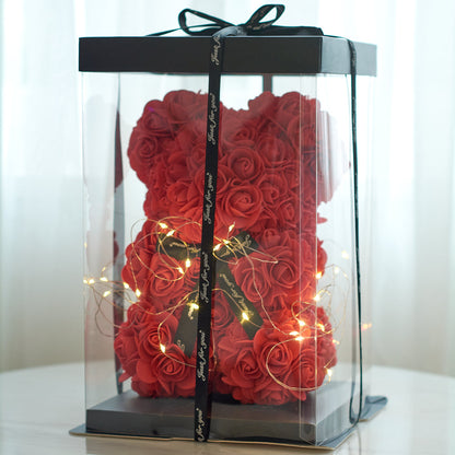 CHRISTMAS FOREVER ROSE - TEDDY BEAR WITH LIGHTS