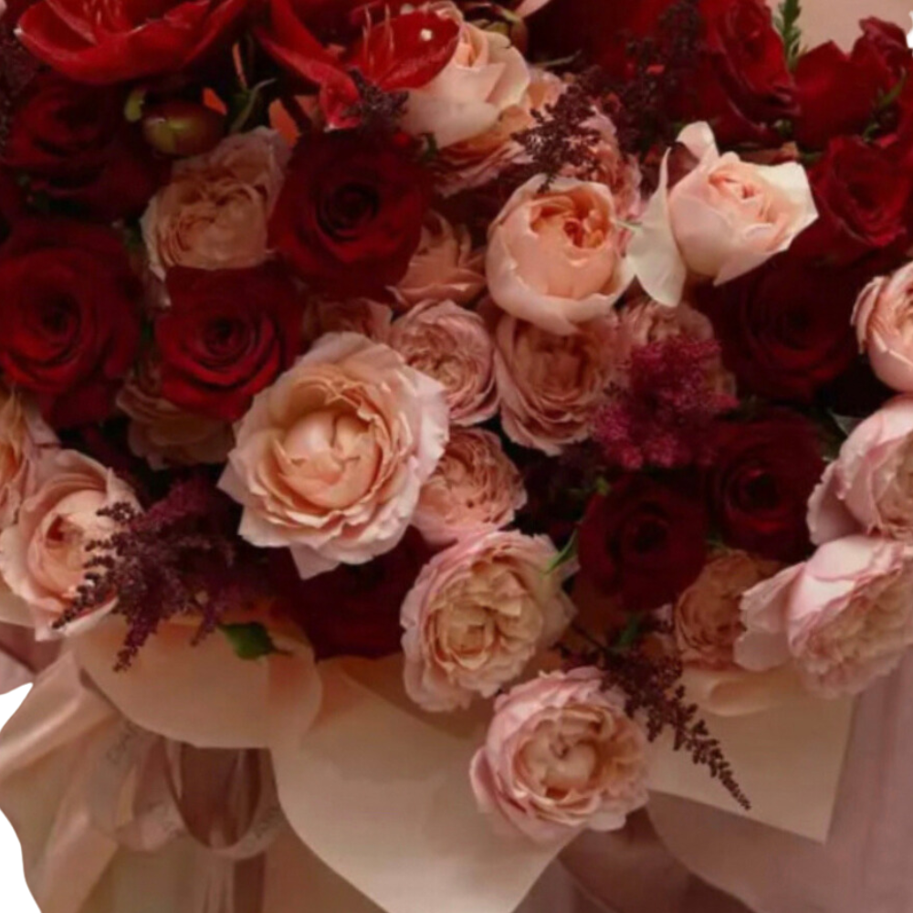 LUXURY ROSES PEACH & RED